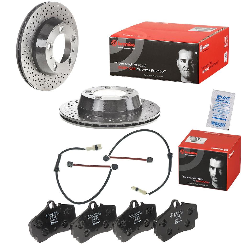 BREMBO Warnkontakt, Bremsbelagverschleiß A 00 342 + Bremsbelagsatz, Scheibenbremse P 65 008 + Bremsscheibe 09.8998.11