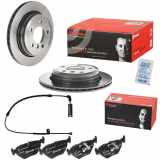 BREMBO Bremsscheibe 09.C180.11 + Bremsbelagsatz, Scheibenbremse P 06 025 + Warnkontakt, Bremsbelagverschleiß A 00 221