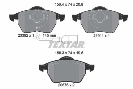 TEXTAR Bremsbelagsatz, Scheibenbremse 2339201 + Bremsscheibe 92082305 Bild TEXTAR Bremsbelagsatz, Scheibenbremse 2339201 + Bremsscheibe 92082305