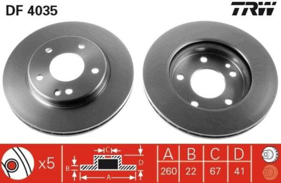 TRW Bremsscheibe DF4223 + Bremsbelagsatz, Scheibenbremse GDB1293 + Bremsbelagsatz, Scheibenbremse GDB1481 + Bremsscheibe DF4035 Bild TRW Bremsscheibe DF4223 + Bremsbelagsatz, Scheibenbremse GDB1293 + Bremsbelagsatz, Scheibenbremse GDB1481 + Bremsscheibe DF4035
