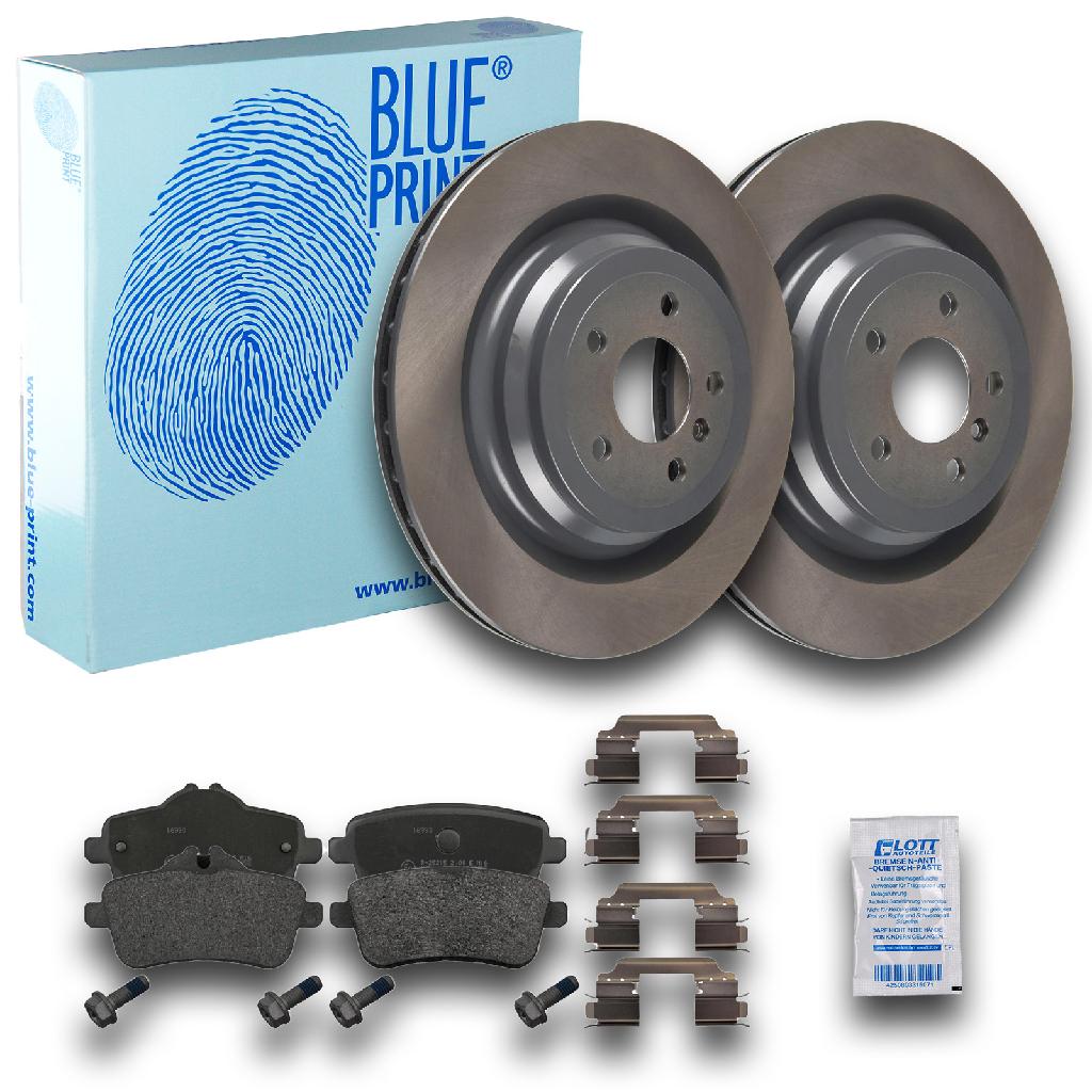 FEBI BILSTEIN Warnkontakt, Bremsbelagverschleiß 19186 BLUE PRINT Bremsscheibe ADBP430037 + Bremsbelagsatz, Scheibenbremse ADU174216