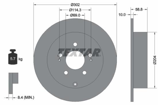 TEXTAR Bremsbelagsatz, Scheibenbremse 2358202 + Bremsscheibe 92148403 Bild TEXTAR Bremsbelagsatz, Scheibenbremse 2358202 + Bremsscheibe 92148403