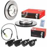 BREMBO Bremsscheibe 09.C418.13 + Bremsbelagsatz, Scheibenbremse P 06 026 + Warnkontakt, Bremsbelagverschleiß A 00 229