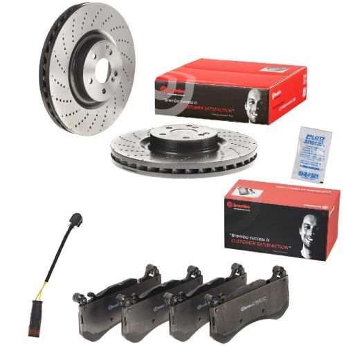 BREMBO Bremsscheibe 09.B769.51 + Bremsbelagsatz, Scheibenbremse P 50 142 + Warnkontakt, Bremsbelagverschleiß A 00 470 Bild BREMBO Bremsscheibe 09.B769.51 + Bremsbelagsatz, Scheibenbremse P 50 142 + Warnkontakt, Bremsbelagverschleiß A 00 470