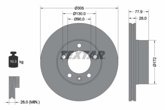 TEXTAR Bremsbelagsatz, Scheibenbremse 2361301 + Bremsscheibe 92115903 Bild TEXTAR Bremsbelagsatz, Scheibenbremse 2361301 + Bremsscheibe 92115903