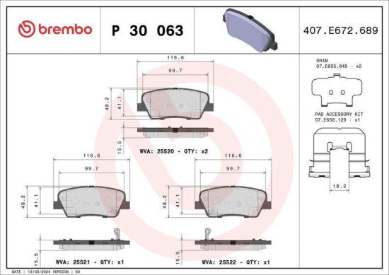 BREMBO Bremsscheibe 08.E139.11 + Bremsbelagsatz, Scheibenbremse P 30 063 Bild BREMBO Bremsscheibe 08.E139.11 + Bremsbelagsatz, Scheibenbremse P 30 063