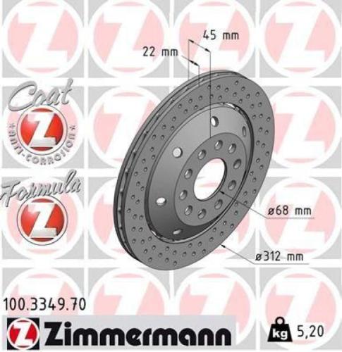 ZIMMERMANN Bremsscheibe 100.3350.70 + Bremsscheibe 100.3349.70 + Bremsbelagsatz, Scheibenbremse 24211.170.2 Bild ZIMMERMANN Bremsscheibe 100.3350.70 + Bremsscheibe 100.3349.70 + Bremsbelagsatz, Scheibenbremse 24211.170.2