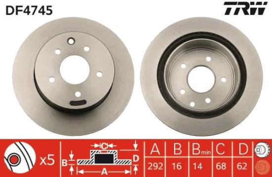 TRW Bremsbelagsatz, Scheibenbremse GDB3294 + Bremsscheibe DF4745 Bild TRW Bremsbelagsatz, Scheibenbremse GDB3294 + Bremsscheibe DF4745