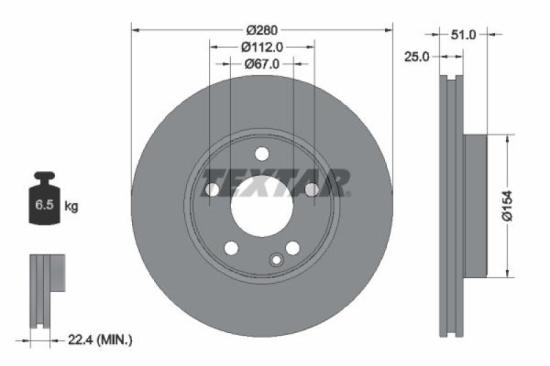 TEXTAR Warnkontakt, Bremsbelagverschleiß 98048700 + Bremsbelagsatz, Scheibenbremse 2486901 + Bremsscheibe 92257005 Bild TEXTAR Warnkontakt, Bremsbelagverschleiß 98048700 + Bremsbelagsatz, Scheibenbremse 2486901 + Bremsscheibe 92257005