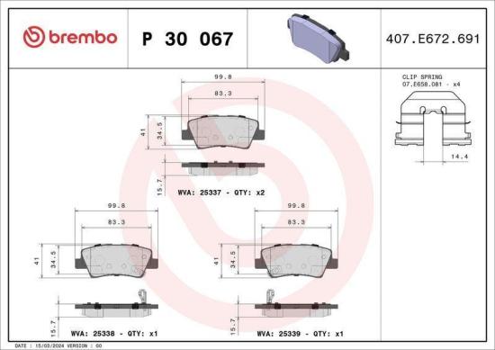 BREMBO Bremsbelagsatz, Scheibenbremse P 30 067 + Bremsscheibe 08.C250.11 Bild BREMBO Bremsbelagsatz, Scheibenbremse P 30 067 + Bremsscheibe 08.C250.11