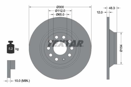 TEXTAR Bremsscheibe 92255403 + Bremsbelagsatz, Scheibenbremse 2620601 Bild TEXTAR Bremsscheibe 92255403 + Bremsbelagsatz, Scheibenbremse 2620601