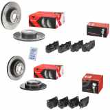 BREMBO Bremsscheibe 09.A921.1X + Bremsbelagsatz, Scheibenbremse P 56 025 + Bremsscheibe 09.B041.1X + Bremsbelagsatz, Scheibenbremse P 78 016