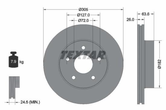 TEXTAR Bremsbelagsatz, Scheibenbremse 2408301 + Bremsscheibe 92113600 Bild TEXTAR Bremsbelagsatz, Scheibenbremse 2408301 + Bremsscheibe 92113600