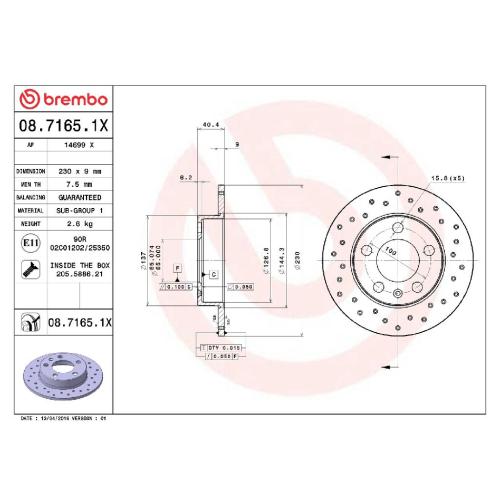 BREMBO Bremsbelagsatz, Scheibenbremse P 85 020X + Bremsscheibe 08.7165.1X Bild BREMBO Bremsbelagsatz, Scheibenbremse P 85 020X + Bremsscheibe 08.7165.1X