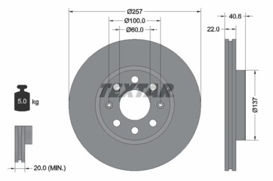 TEXTAR Bremsscheibe 92145703 + Bremsbelagsatz, Scheibenbremse 2398202 Bild TEXTAR Bremsscheibe 92145703 + Bremsbelagsatz, Scheibenbremse 2398202