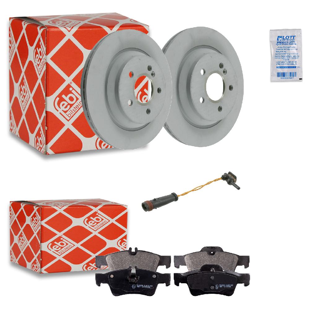 FEBI BILSTEIN Bremsscheibe 26108 + Bremsbelagsatz, Scheibenbremse 16451 + Warnkontakt, Bremsbelagverschleiß 19186
