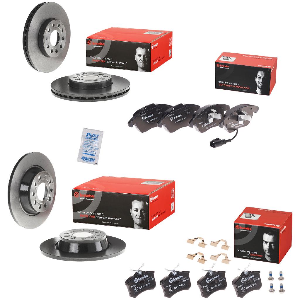 BREMBO Bremsscheibe 09.9145.11 + Bremsbelagsatz, Scheibenbremse P 85 075 + Bremsscheibe 08.A202.11 + Bremsbelagsatz, Scheibenbremse P 85 020