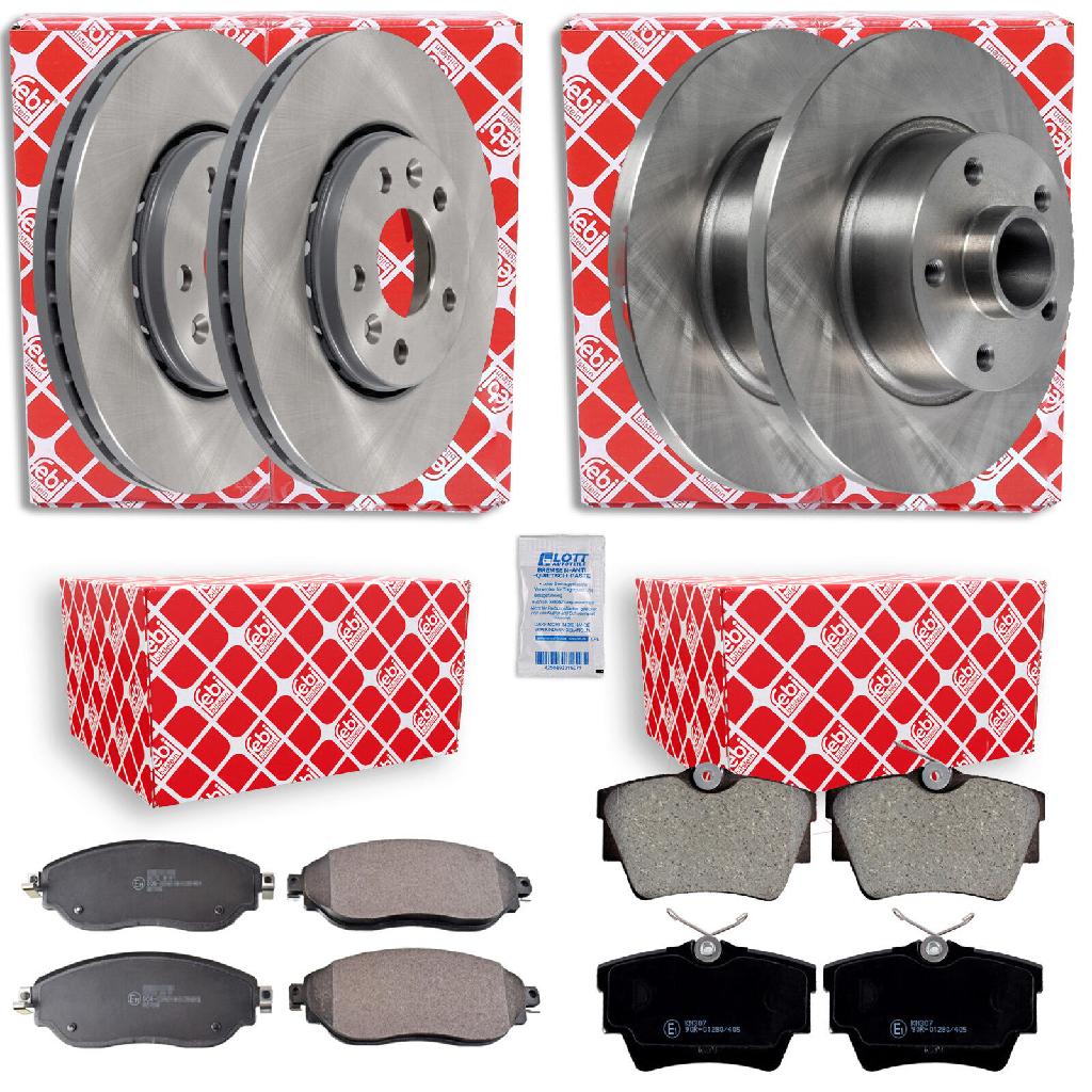 FEBI BILSTEIN Bremsbelagsatz, Scheibenbremse 16472 + Bremsscheibe 108665 + Bremsbelagsatz, Scheibenbremse 116286 + Bremsscheibe 108625