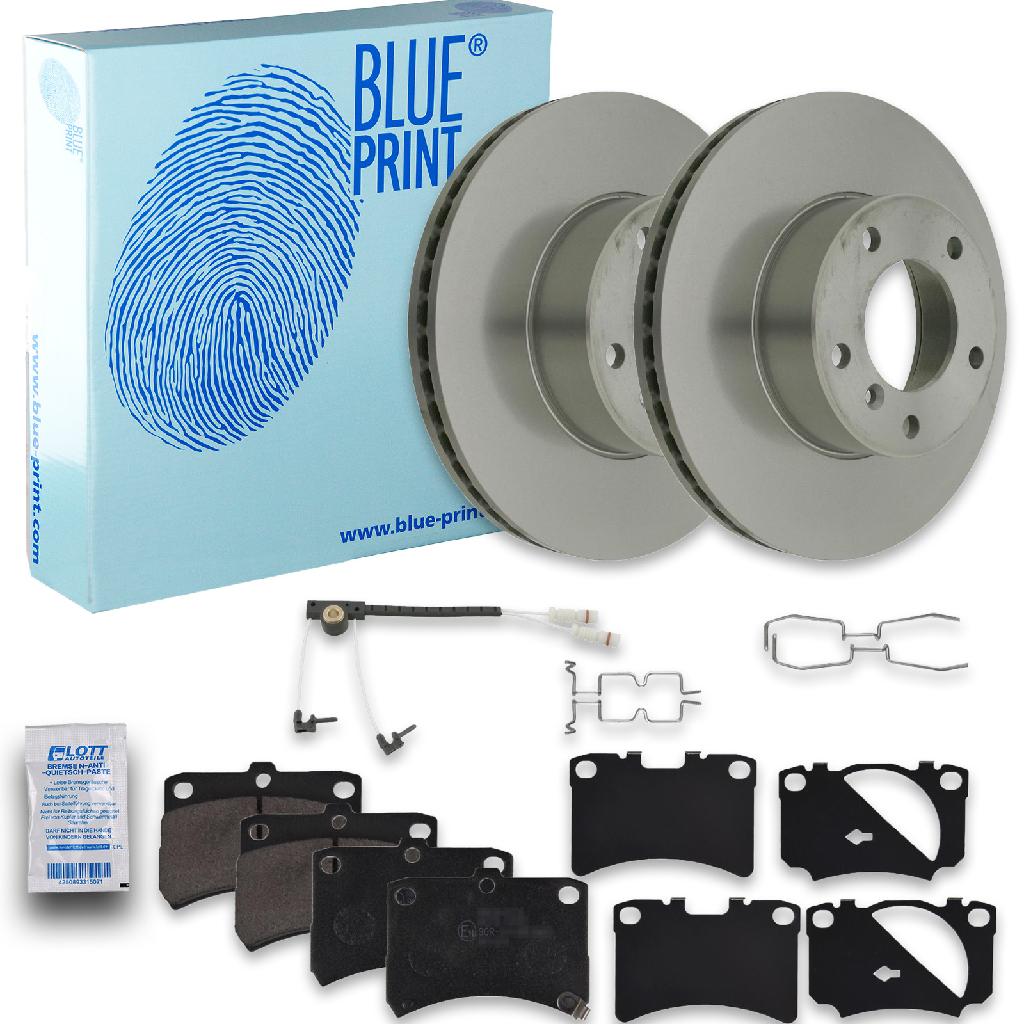FEBI BILSTEIN Warnkontakt, Bremsbelagverschleiß 26073 BLUE PRINT Bremsbelagsatz, Scheibenbremse ADU174265 + Bremsscheibe ADU174396