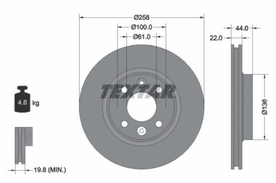 TEXTAR Bremsscheibe 92255203 + Bremsbelagsatz, Scheibenbremse 2146304 Bild TEXTAR Bremsscheibe 92255203 + Bremsbelagsatz, Scheibenbremse 2146304