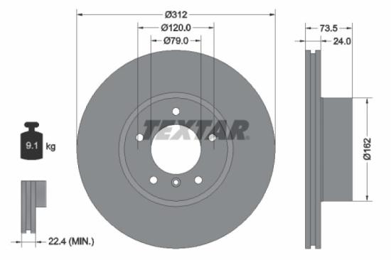 TEXTAR Bremsbelagsatz, Scheibenbremse 2331301 + Warnkontakt, Bremsbelagverschleiß 98031200 + Bremsscheibe 92176105 Bild TEXTAR Bremsbelagsatz, Scheibenbremse 2331301 + Warnkontakt, Bremsbelagverschleiß 98031200 + Bremsscheibe 92176105