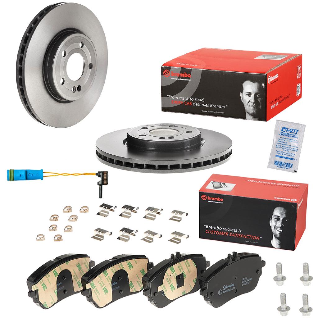 BREMBO Bremsbelagsatz, Scheibenbremse P 50 146 + Bremsscheibe 09.E022.11 + Warnkontakt, Bremsbelagverschleiß A 00 353