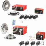 BREMBO Bremsscheibe 09.5166.11 + Bremsbelagsatz, Scheibenbremse P 85 032 + Bremsscheibe 08.5005.14 + Bremsbelagsatz, Scheibenbremse P 85 020