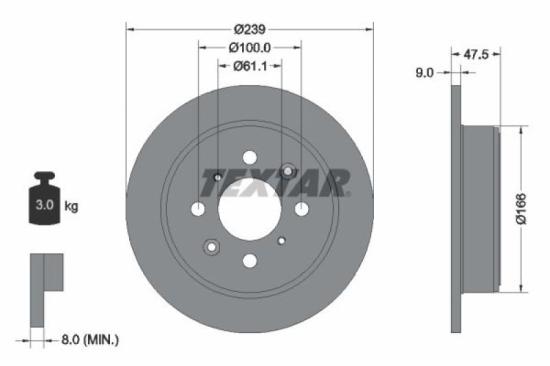 TEXTAR Bremsscheibe 92077900 + Bremsbelagsatz, Scheibenbremse 2173801 Bild TEXTAR Bremsscheibe 92077900 + Bremsbelagsatz, Scheibenbremse 2173801