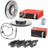 BREMBO Warnkontakt, Bremsbelagverschleiß A 00 442 + Bremsbelagsatz, Scheibenbremse P 06 049 + Bremsscheibe 09.9922.11