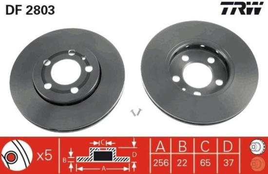 TRW Bremsbelagsatz, Scheibenbremse GDB1984 + Bremsscheibe DF2803 Bild TRW Bremsbelagsatz, Scheibenbremse GDB1984 + Bremsscheibe DF2803