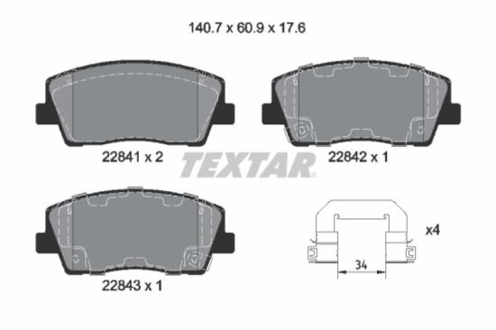 TEXTAR Bremsbelagsatz, Scheibenbremse 2284101 + Bremsscheibe 92323605 Bild TEXTAR Bremsbelagsatz, Scheibenbremse 2284101 + Bremsscheibe 92323605