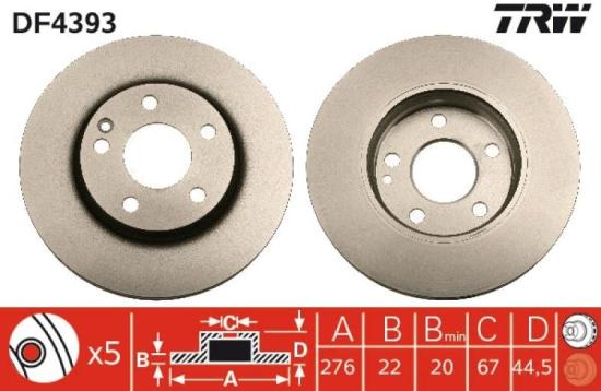 TRW Bremsbelagsatz, Scheibenbremse GDB1630 + Warnkontakt, Bremsbelagverschleiß GIC336 + Bremsscheibe DF4393 Bild TRW Bremsbelagsatz, Scheibenbremse GDB1630 + Warnkontakt, Bremsbelagverschleiß GIC336 + Bremsscheibe DF4393