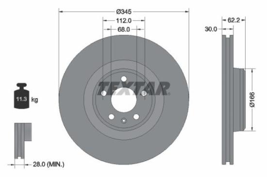 TEXTAR Bremsbelagsatz, Scheibenbremse 2440903 + Bremsscheibe 92294305 Bild TEXTAR Bremsbelagsatz, Scheibenbremse 2440903 + Bremsscheibe 92294305