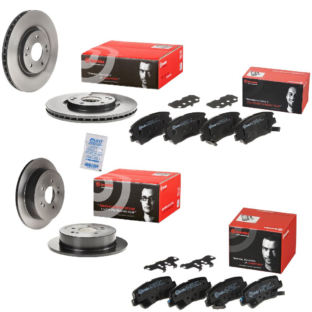 BREMBO Bremsbelagsatz, Scheibenbremse P 77 001 + Bremsscheibe 08.D415.11 + Bremsscheibe 09.D414.11 + Bremsbelagsatz, Scheibenbremse P 30 054