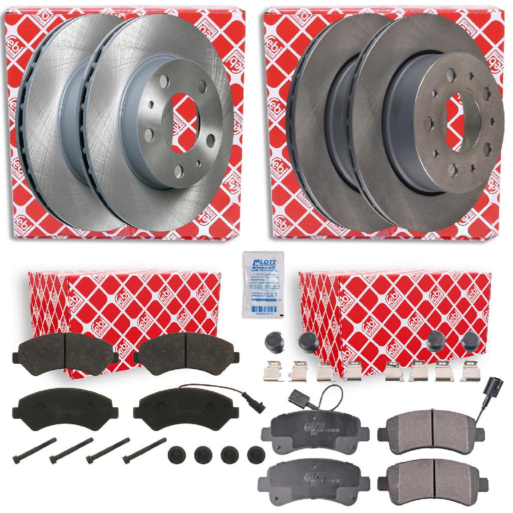 FEBI BILSTEIN Bremsbelagsatz, Scheibenbremse 16840 + Bremsscheibe 171496 + Bremsscheibe 44037 + Bremsbelagsatz, Scheibenbremse 116234