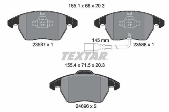 TEXTAR Bremsbelagsatz, Scheibenbremse 2469602 + Bremsscheibe 92120800 + Bremsscheibe 92120900 + Bremsbelagsatz, Scheibenbremse 2391401 Bild TEXTAR Bremsbelagsatz, Scheibenbremse 2469602 + Bremsscheibe 92120800 + Bremsscheibe 92120900 + Bremsbelagsatz, Scheibenbremse 2391401