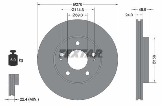 TEXTAR Bremsbelagsatz, Scheibenbremse 2136301 + Bremsscheibe 92110700 Bild TEXTAR Bremsbelagsatz, Scheibenbremse 2136301 + Bremsscheibe 92110700