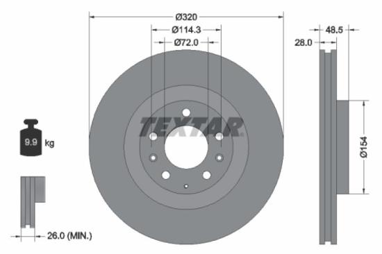 TEXTAR Bremsbelagsatz, Scheibenbremse 2351503 + Bremsscheibe 92203403 Bild TEXTAR Bremsbelagsatz, Scheibenbremse 2351503 + Bremsscheibe 92203403