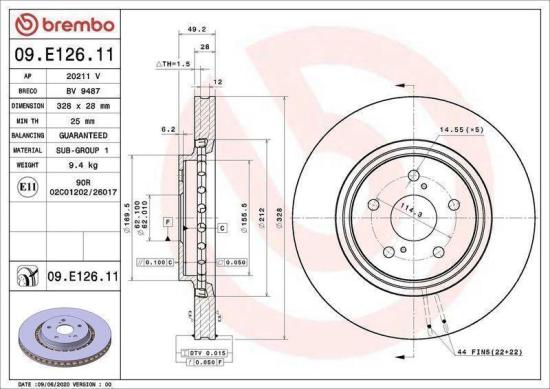 BREMBO Bremsscheibe 09.E126.11 + Bremsbelagsatz, Scheibenbremse P 83 145 Bild BREMBO Bremsscheibe 09.E126.11 + Bremsbelagsatz, Scheibenbremse P 83 145