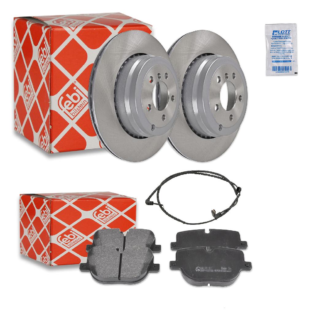 FEBI BILSTEIN Bremsscheibe 108548 + Bremsbelagsatz, Scheibenbremse 116122 + Warnkontakt, Bremsbelagverschleiß 31822