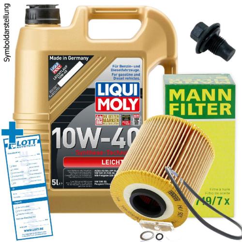 Ölwechsel Set 5L 10W40 Öl Motoröl LIQUI MOLY + MANN Ölfilter + Ablassschraube Bild Ölwechsel Set 5L 10W40 Öl Motoröl LIQUI MOLY + MANN Ölfilter + Ablassschraube