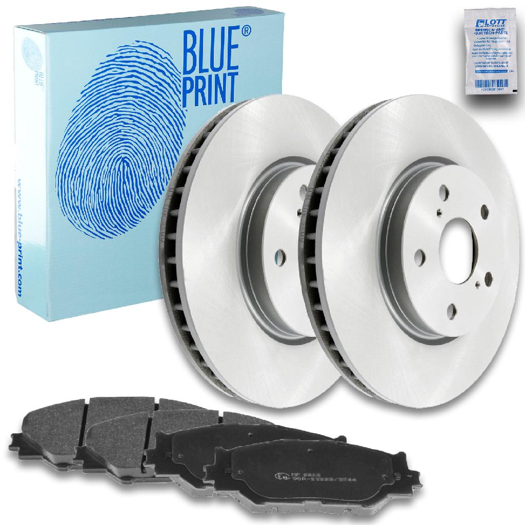 BLUE PRINT Bremsscheibe ADT343208 + Bremsbelagsatz, Scheibenbremse ADT342163