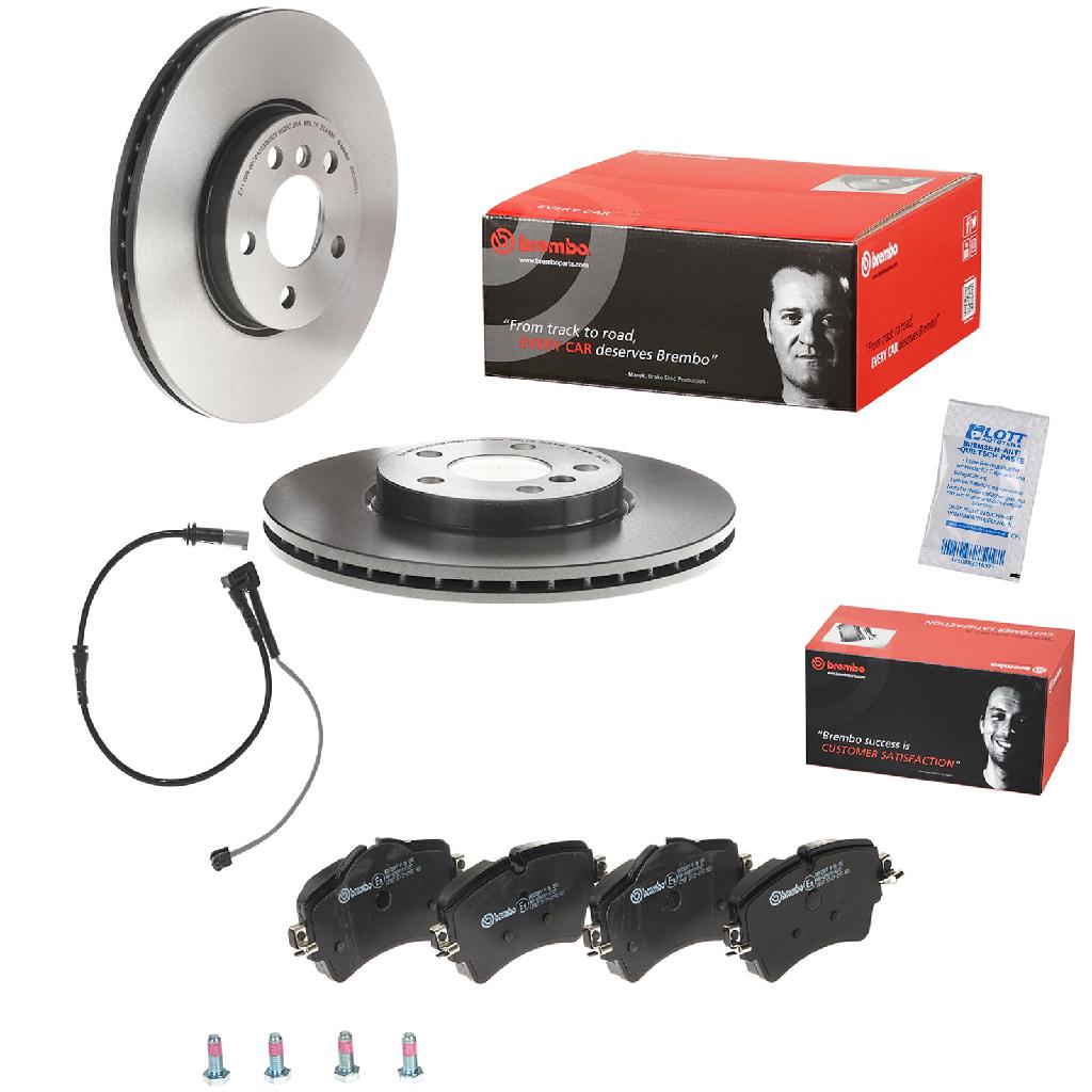 BREMBO Bremsbelagsatz, Scheibenbremse P 06 092 + Warnkontakt, Bremsbelagverschleiß A 00 506 + Bremsscheibe 09.C350.11