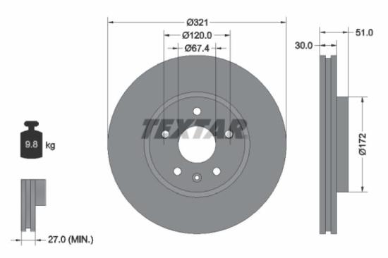 TEXTAR Bremsscheibe 92187005 + Bremsbelagsatz, Scheibenbremse 2441201 Bild TEXTAR Bremsscheibe 92187005 + Bremsbelagsatz, Scheibenbremse 2441201