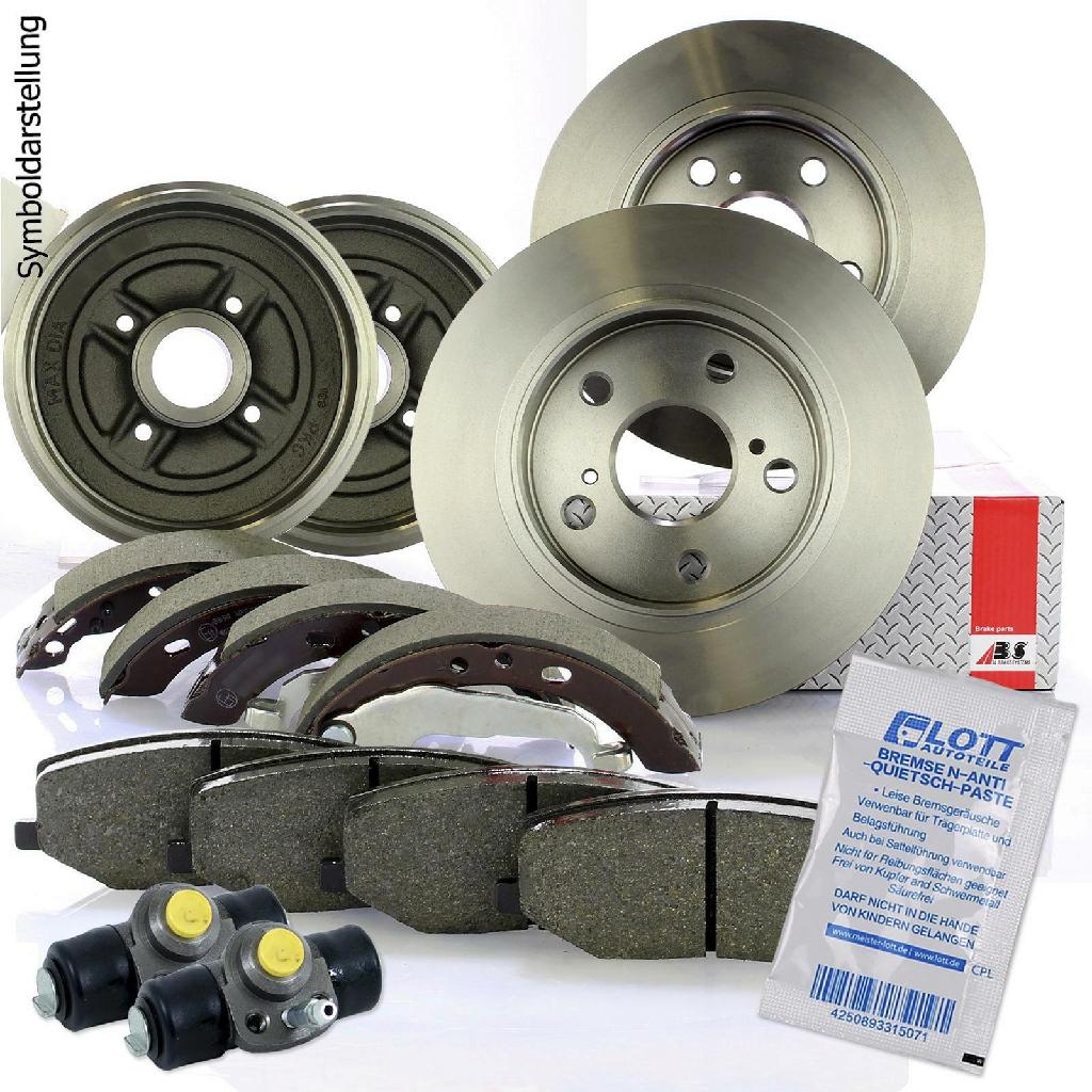 A.B.S. Bremsbelagsatz, Scheibenbremse 36854 + Bremstrommel 2416-S + Bremsscheibe 15857 + Radbremszylinder 2846 + Zubehörsatz, Bremsbacken 0014Q + Bremsbackensatz 9222