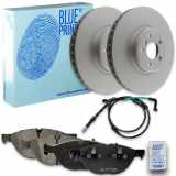 FEBI BILSTEIN Warnkontakt, Bremsbelagverschleiß 30611 BLUE PRINT Bremsbelagsatz, Scheibenbremse ADB114235 + Bremsscheibe ADB114301