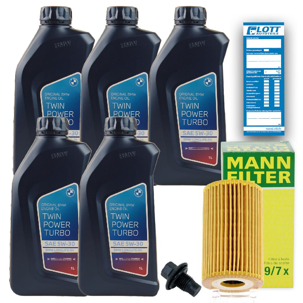 Ölwechsel Set Mann Ölfilter + Original BMW Motoröl + Ablassschraube