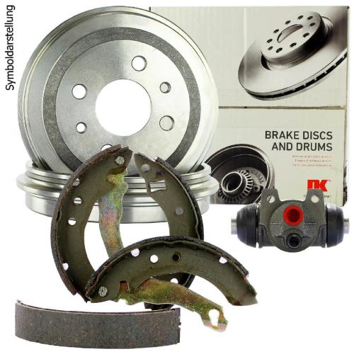 NK Radbremszylinder 801929 + Zubehörsatz, Feststellbremsbacken 7939757 + Bremsbackensatz 2719598 + Bremstrommel 253708 Bild NK Radbremszylinder 801929 + Zubehörsatz, Feststellbremsbacken 7939757 + Bremsbackensatz 2719598 + Bremstrommel 253708