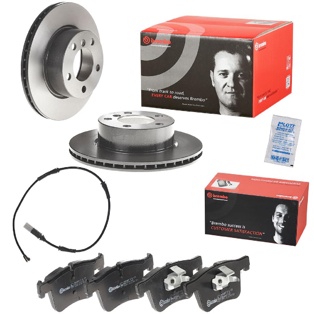 BREMBO Bremsbelagsatz, Scheibenbremse P 06 075 + Bremsscheibe 09.9750.21 + Warnkontakt, Bremsbelagverschleiß A 00 473