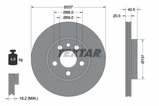 TEXTAR Bremsscheibe 92088003 + Bremsbelagsatz, Scheibenbremse 2304201 Bild TEXTAR Bremsscheibe 92088003 + Bremsbelagsatz, Scheibenbremse 2304201